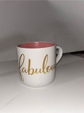Hallmark White Mug with Pink Interior and Gold Script
